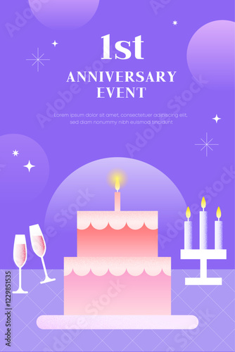 Anniversary celebration cake illustration