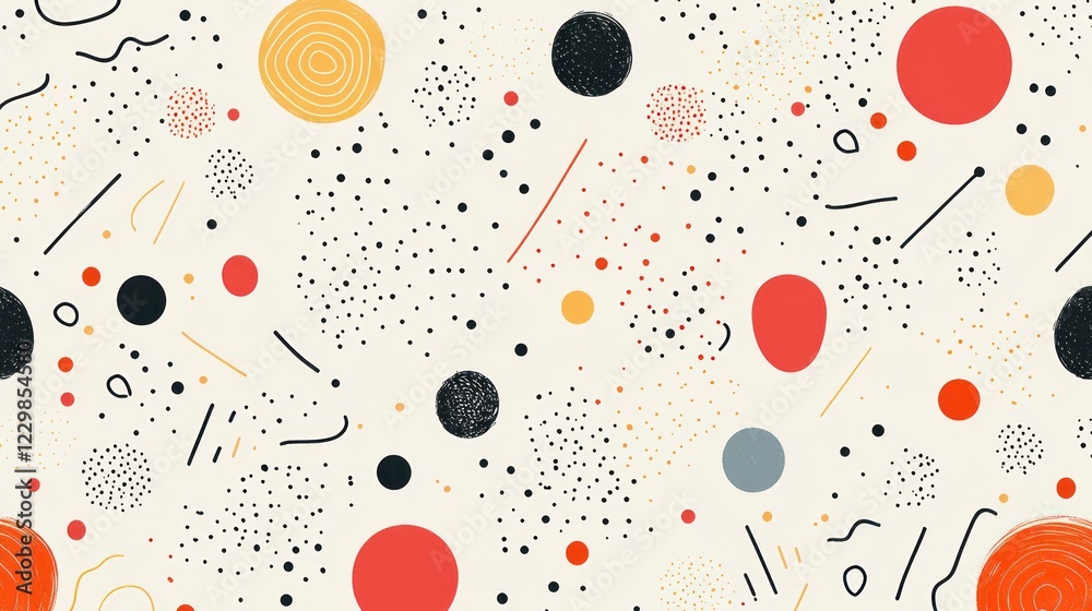 Abstract seamless pattern with circles, dots, and lines. Abstract seamless pattern with circles, dots, and lines.