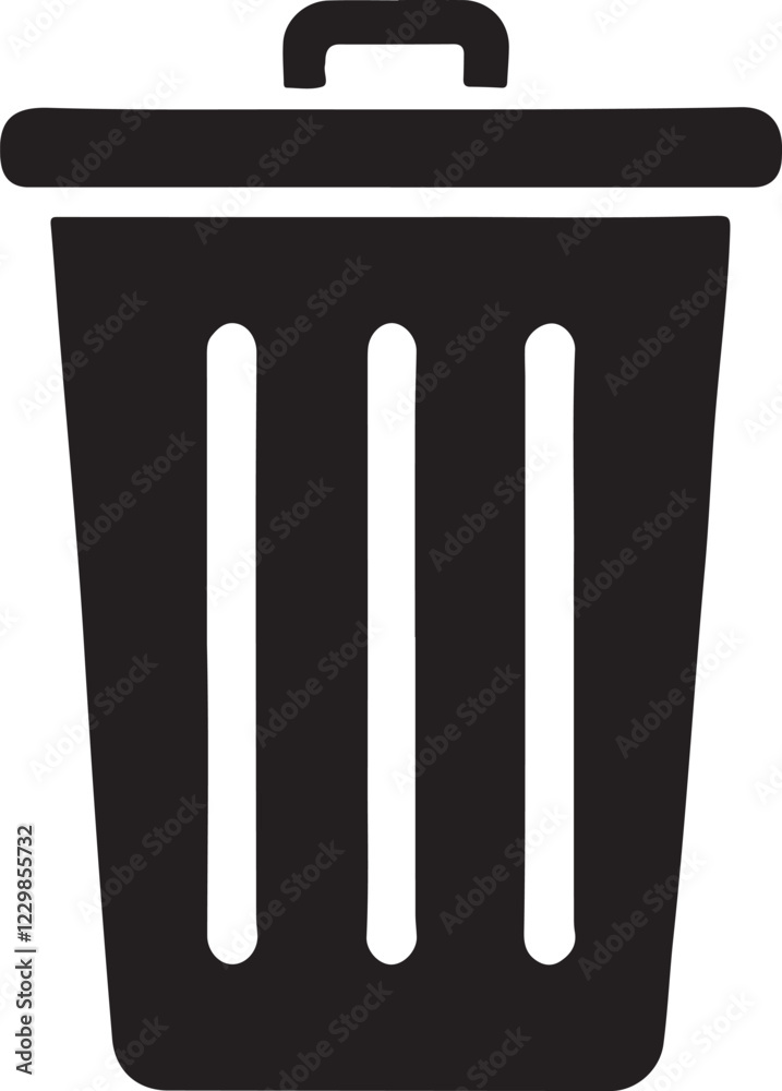 Trash bin icon silhouette vector with white background Trash bin icon silhouette vector with white background