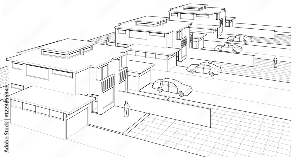 Fototapeta premium modern modular house 3d illustration