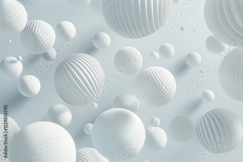 Modern abstract 3D design with inflatable geometric shapes floating in a weightless futuristic space. A clean, technology-driven visual concept.