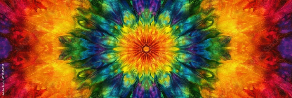 Vibrant Rainbow Mandala Abstract Colorful Flower
