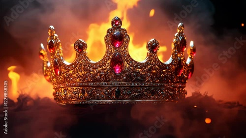 A majestic fantasy king's crown on a back smoky background.