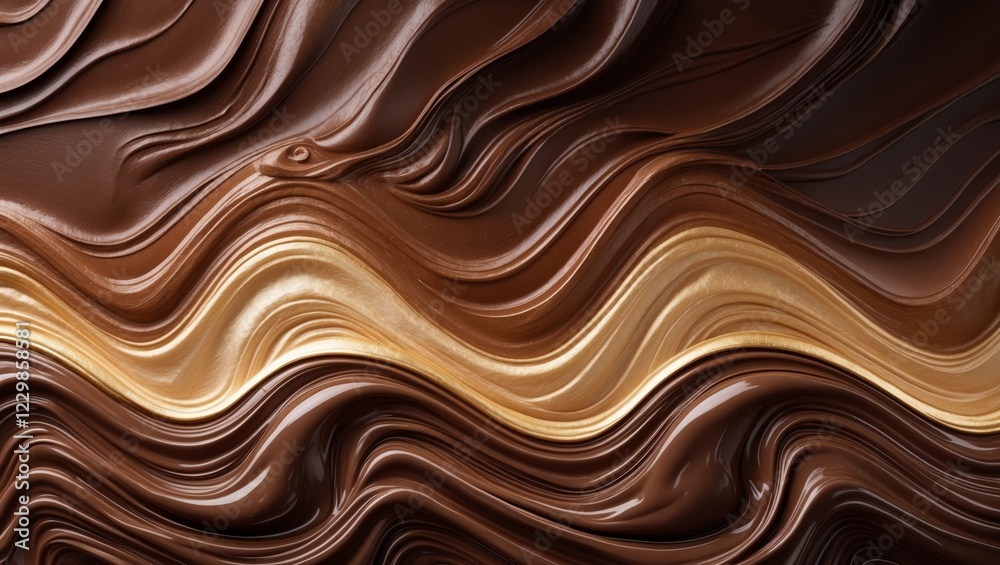 Dark and milk chocolate waves create a luscious, abstract background perfect for food or luxury branding. Dark and milk chocolate waves create a luscious, abstract background perfect for food or luxury branding.