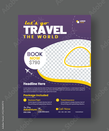 Travel flyer template, tour travel template design, vector flyer, explor flyer, vacation flyer