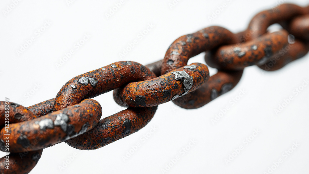 Weathered Rusty Chain Isolated on White Background for Industrial, Vintage, and Resilience-Themed Marketing and Design Projects Weathered Rusty Chain Isolated on White Background for Industrial, Vintage, and Resilience-Themed Marketing and Design Projects