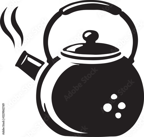 Tea pot icon silhouette vector with white background