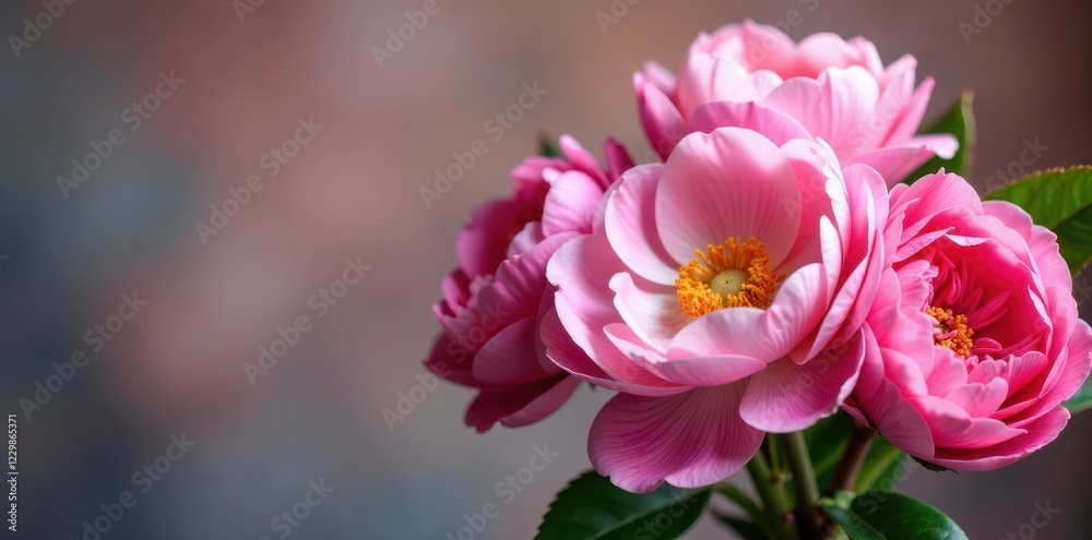 Fototapeta premium Luscious pink peonies and roses bouquet Ample copy space , image, bouquet, summer