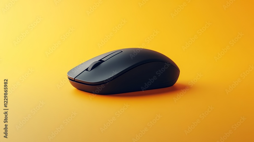 Black wireless computer mouse on yellow background. (1) Black wireless computer mouse on yellow background. (1)
