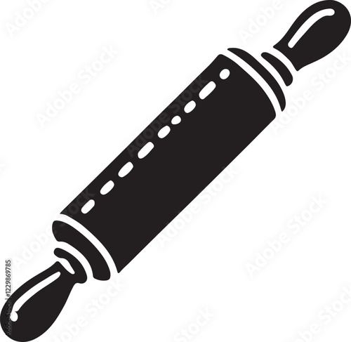 Rolling Pin Icon Silhouette Vector In White Background 