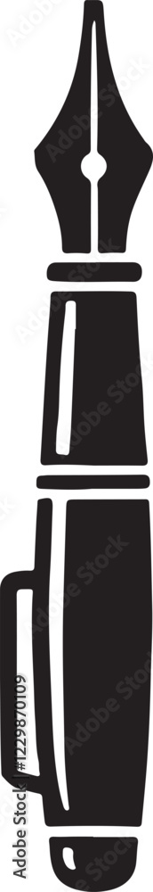 Pen icon silhouette vector with white background Pen icon silhouette vector with white background
