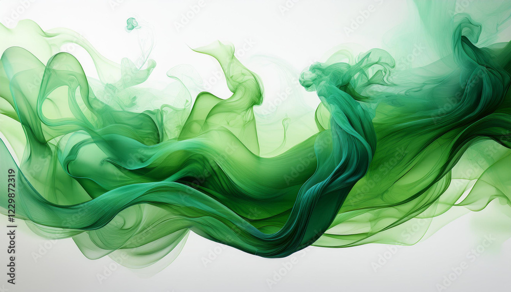floating green smoke white background isolated floating green smoke white background isolated