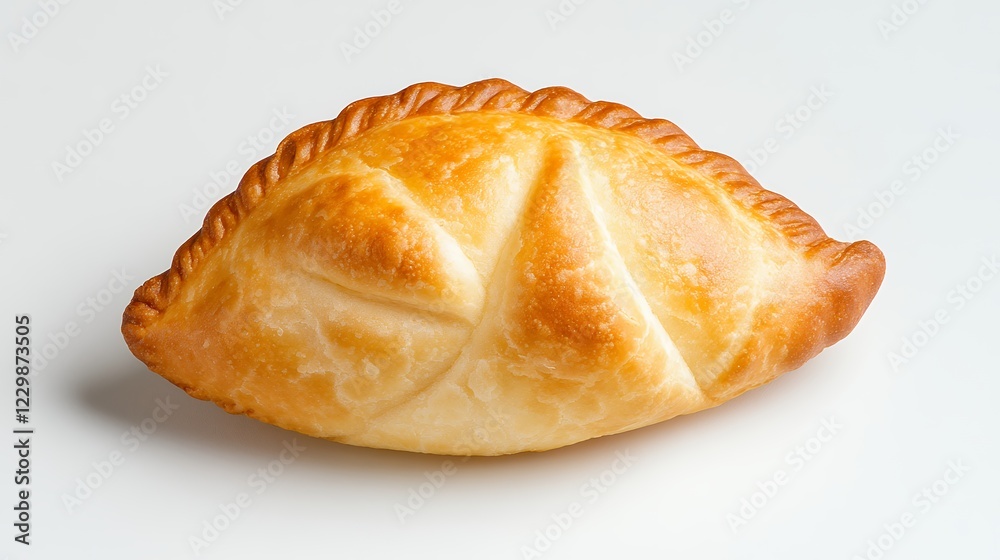 Golden Brown Pastry With Textured Crust On White Background Golden Brown Pastry With Textured Crust On White Background