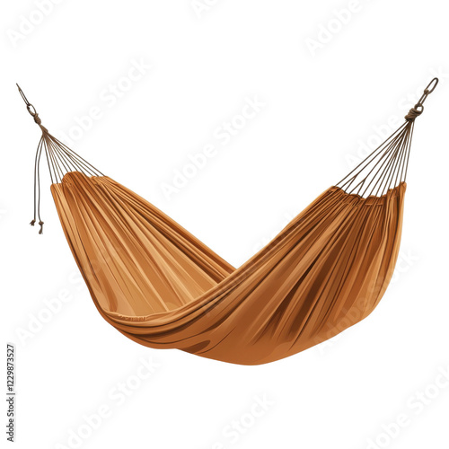 A comfortable hammock in warm tones, perfect for relaxing in a cozy outdoor setting, capturing a sense of tranquility and leisure.