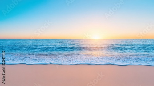 The ocean is calm and the sky is a beautiful shade of blue