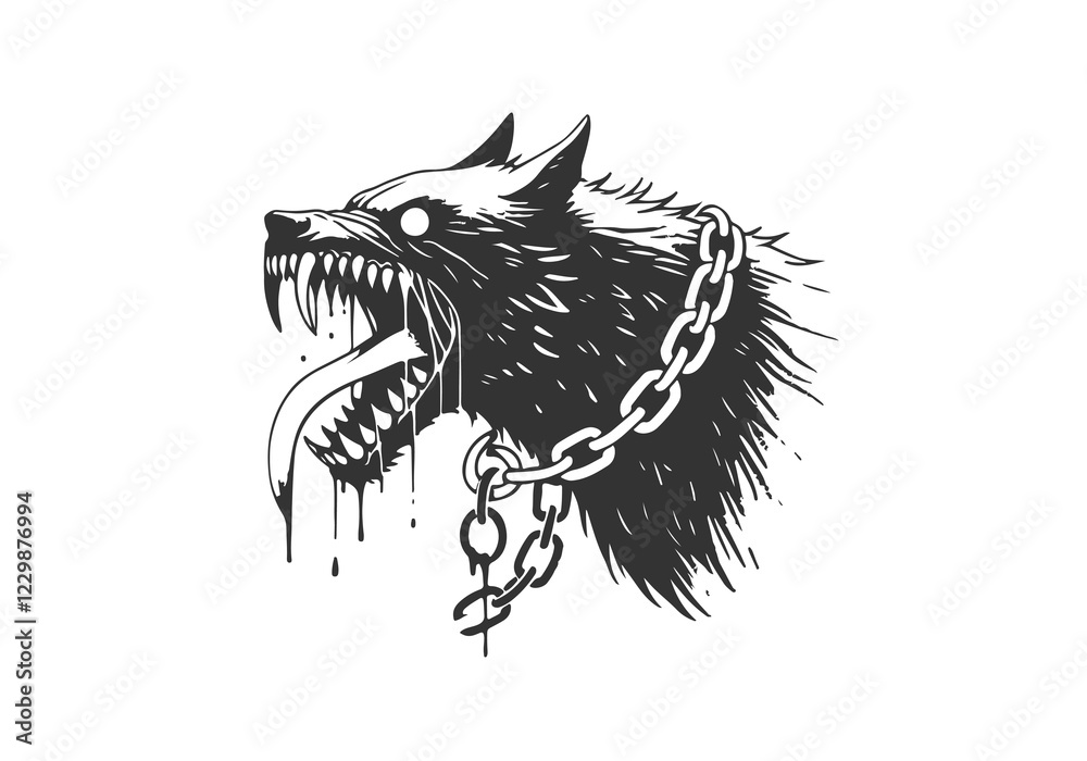 Obraz premium Giant Wolf Fenrir hand drawn sketch vector