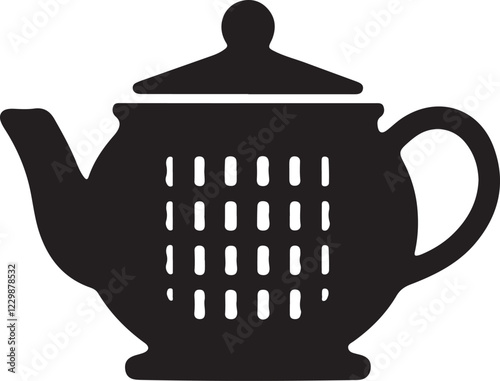 Tea pot icon silhouette vector with white background