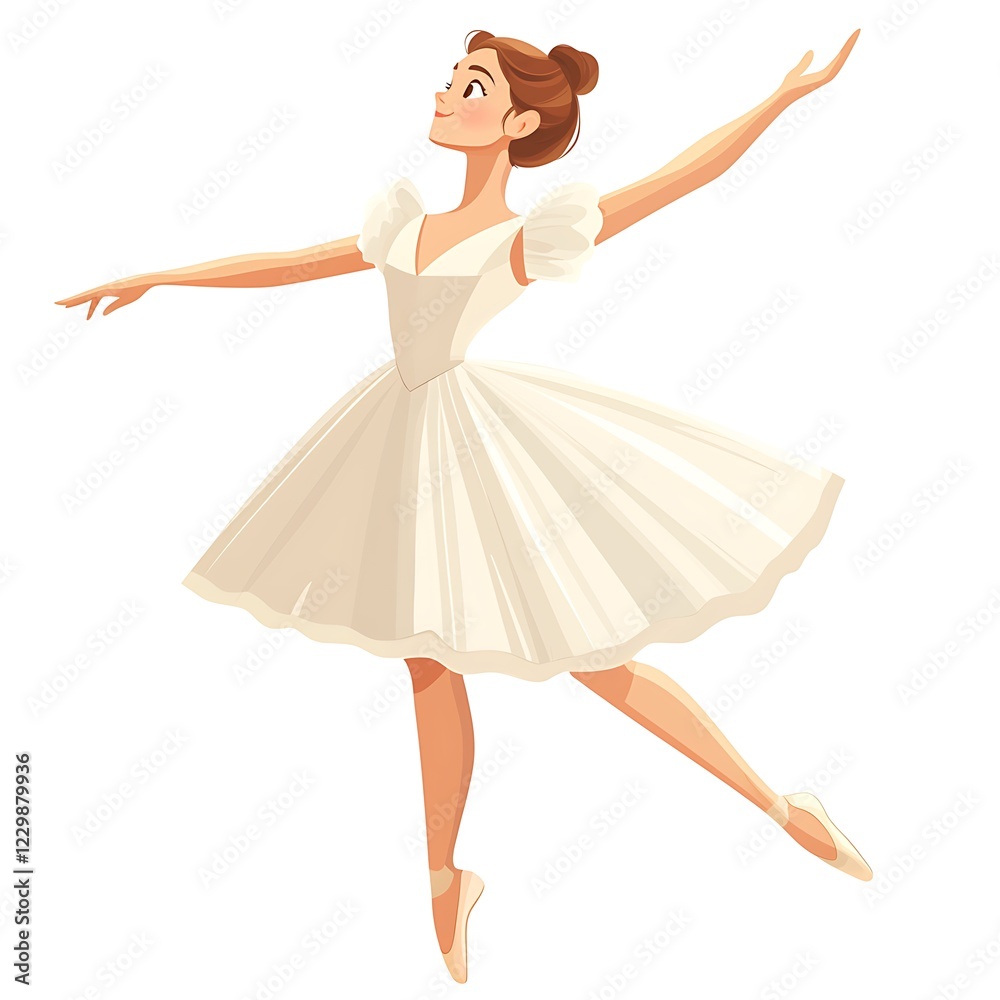 Naklejka premium Graceful Ballerina in Elegant White Tulle Tutu.