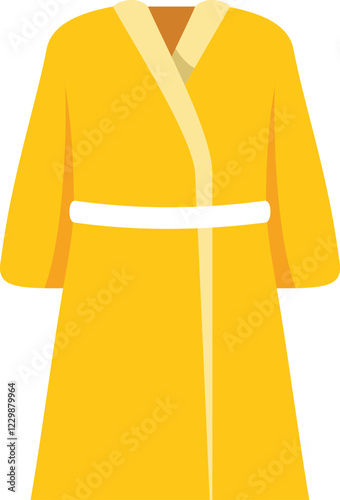 Soft yellow bathrobe, offering warmth and comfort after a bath or shower