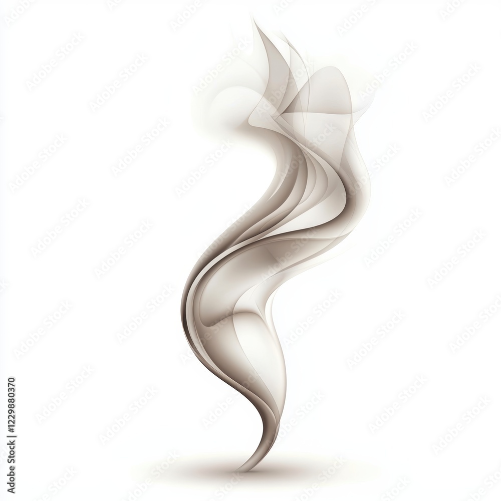 smoky trail curling upwards, with a semi-transparent appearance, centered on a clean white background smoky trail curling upwards, with a semi-transparent appearance, centered on a clean white background