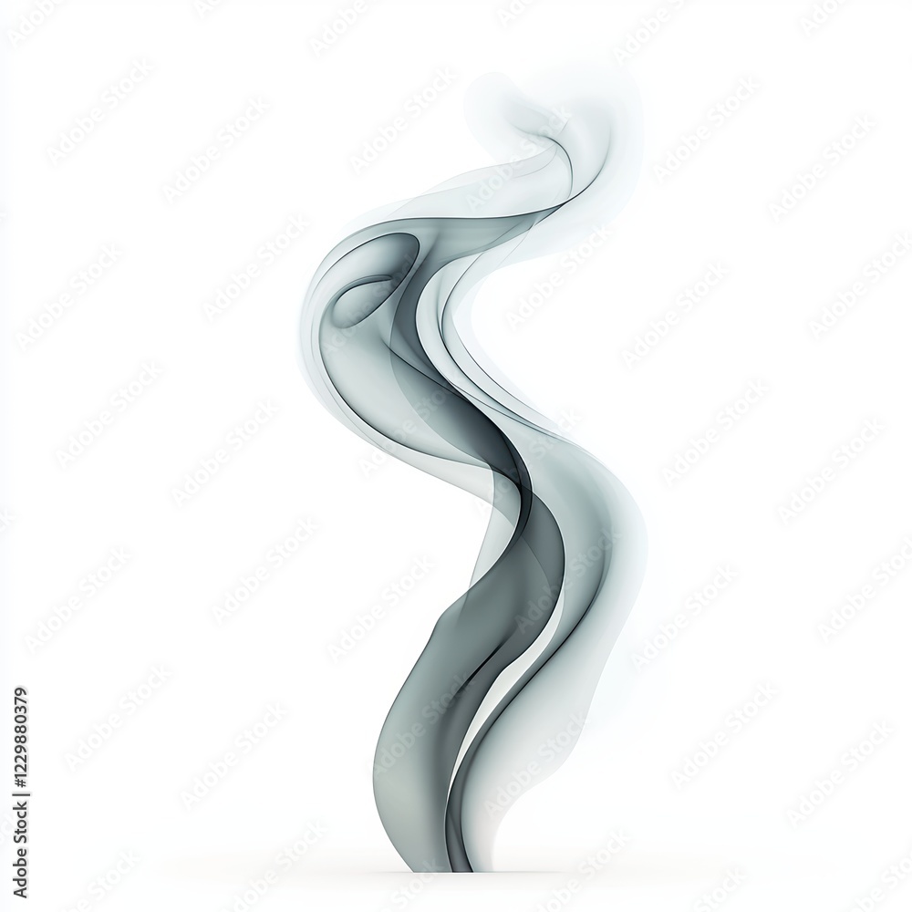 smoky trail curling upwards, with a semi-transparent appearance, centered on a clean white background smoky trail curling upwards, with a semi-transparent appearance, centered on a clean white background
