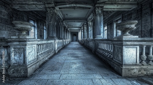 A Glimpse into Grandeur: Exploring the Eerie Beauty of an Abandoned Hallway