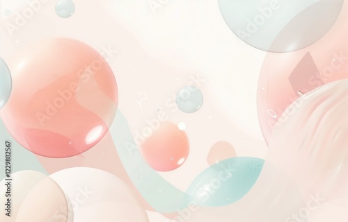 Abstract background with floating pastel bubbles and geometric shapes. A dreamy and modern design perfect for social media branding and digital marketing.