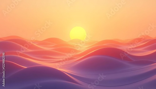 Sunset Waves Abstract Art Print Warm Hues Digital Painting
