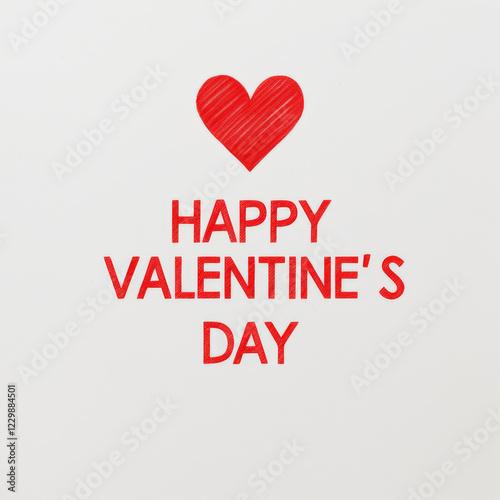 Wallpaper Mural Red "Happy Valentine's Day" text with a heart on a white background for cards and designs. Torontodigital.ca