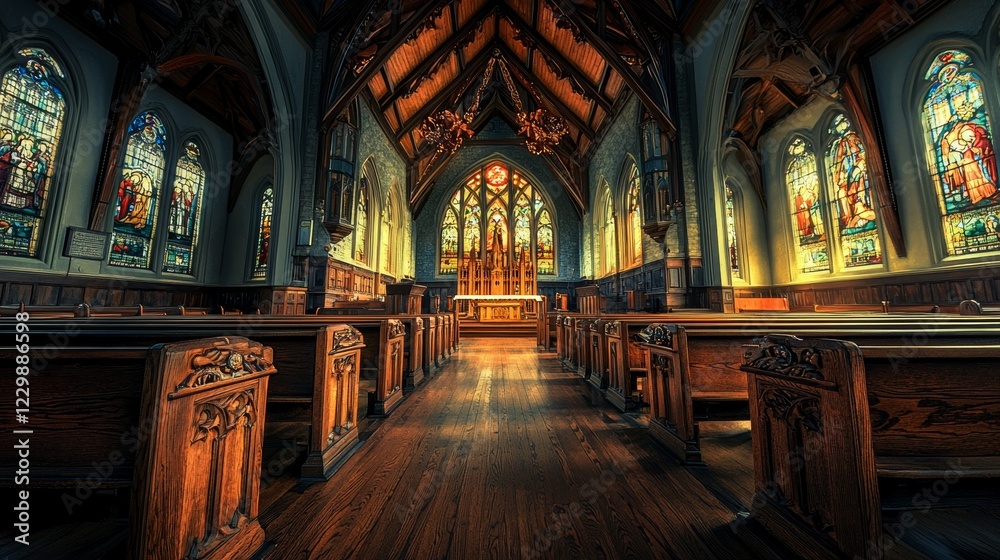 Fototapeta premium Awe-Inspiring Interior of a Historic Wooden Church