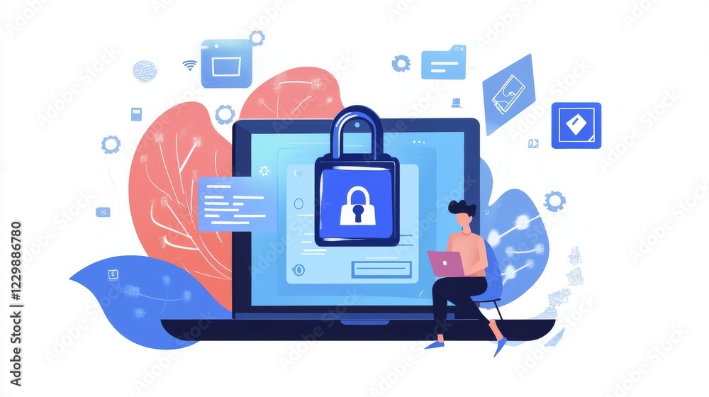 Cyber Security Data Protection Business Technology Privacy concept. 3D Illustration Cyber Security Data Protection Business Technology Privacy concept. 3D Illustration