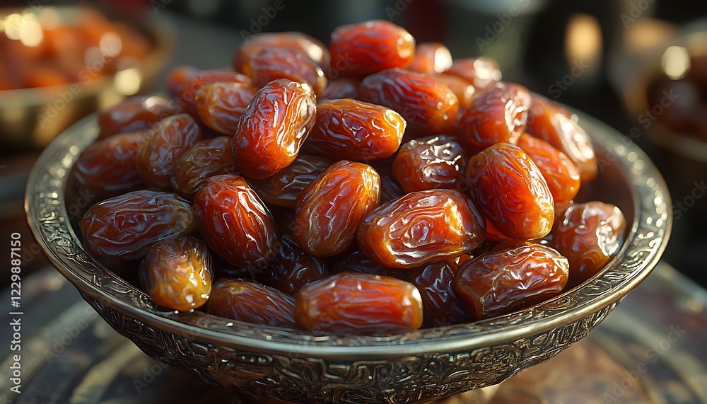 Shiny Dates in a Bowl on Textured Surface with Middle Eastern Influence
Shiny Dates in a Bowl on Textured Surface with Middle Eastern Influence
