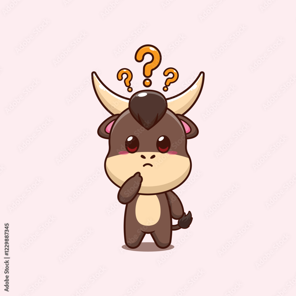 bull mascot cartoon character vector illustration is confused bull mascot cartoon character vector illustration is confused