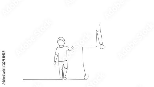 Video Global Day Parent. Video Single continuous line drawing child and parents walk together. Global Day Parent Concept