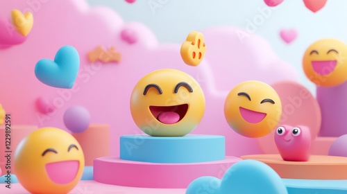 3d social media emoji marketing concept illustration design