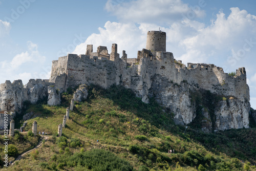 Castle in the sunlight on the hill