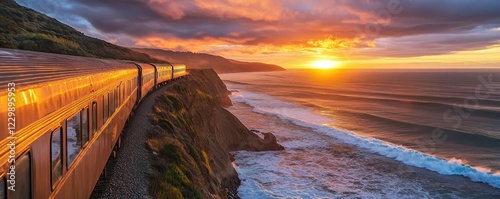 Coastal Train Traversing Ru...