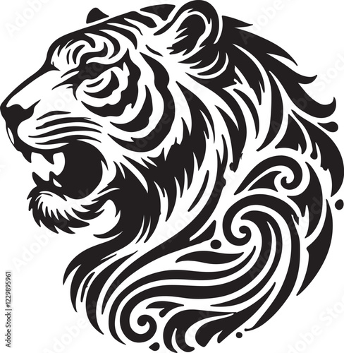 Wallpaper Mural Tiger Silhouette isolated on white background Minimalist tiger vector shape icon Torontodigital.ca