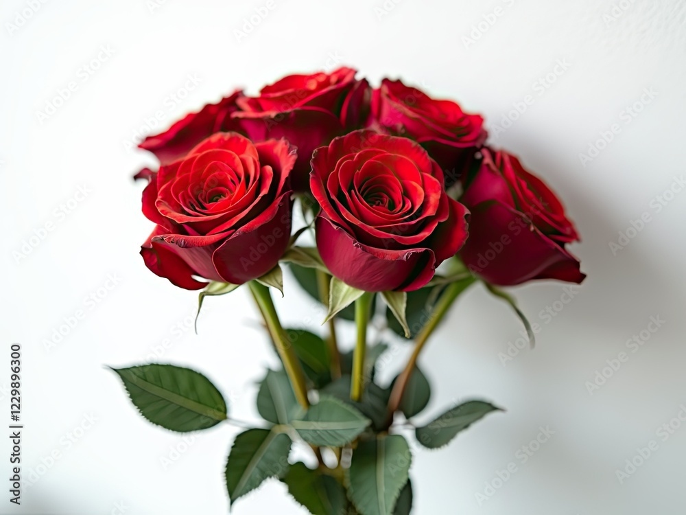 A vibrant display of red roses against a clear blue sky generative ai A vibrant display of red roses against a clear blue sky generative ai