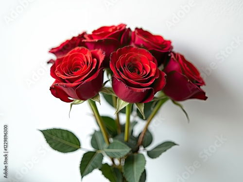 A vibrant display of red roses against a clear blue sky generative ai