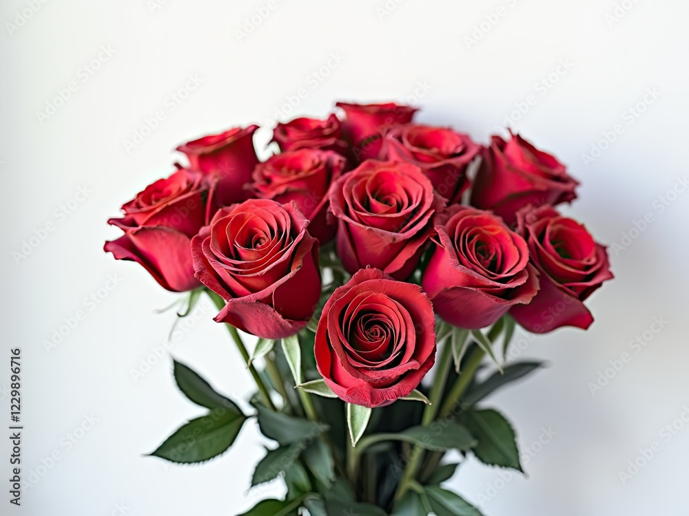 A vibrant display of red roses against a clear blue sky generative ai A vibrant display of red roses against a clear blue sky generative ai