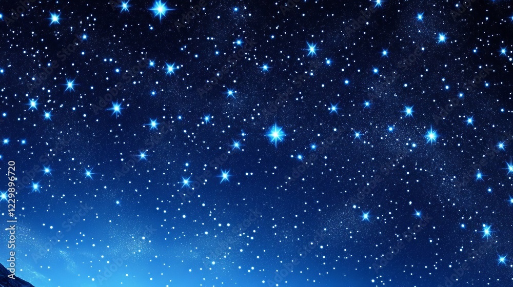 An enchanting view of a starry sky against a brilliant blue backdrop. An enchanting view of a starry sky against a brilliant blue backdrop.