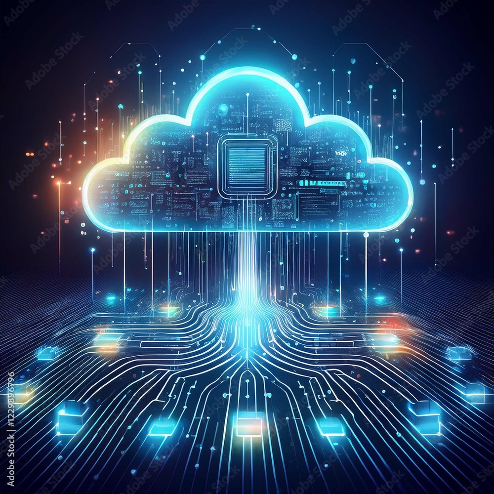 data transfer cloud computing technology concept. There is a large prominent cloud icon in the center with internal connections. data transfer cloud computing technology concept. There is a large prominent cloud icon in the center with internal connections.