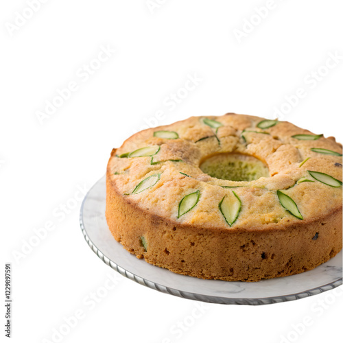 Freshly baked loaf of lemon bread isolated photo