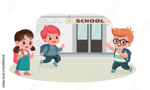 kids go to school vector illustration