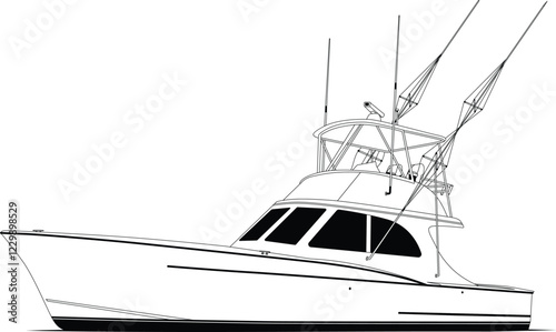  Boat vector, Sportfishing boat vector