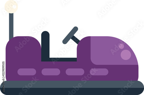 Purple bumper car standing still, ready for children and adults to enjoy a ride at the amusement park