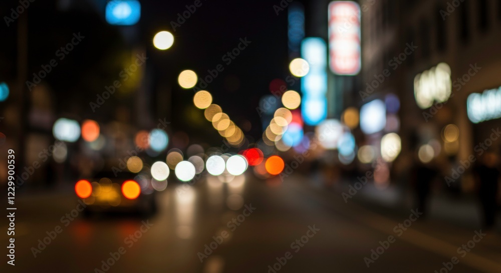 City Lights at Night: A mesmerizing abstract view of a bustling city street at night, the vibrant glow of streetlights, neon signs. City Lights at Night: A mesmerizing abstract view of a bustling city street at night, the vibrant glow of streetlights, neon signs.