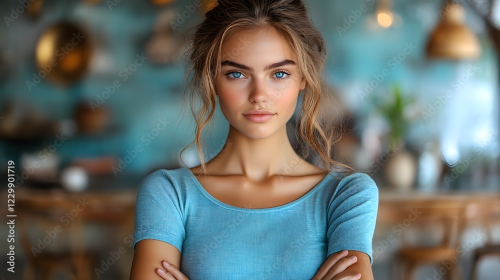 Woman standing with arms crossed, symbolizing leadership and empowerment, International Womens Day theme, 8K high resolution with copy space Woman standing with arms crossed, symbolizing leadership and empowerment, International Womens Day theme, 8K high resolution with copy space