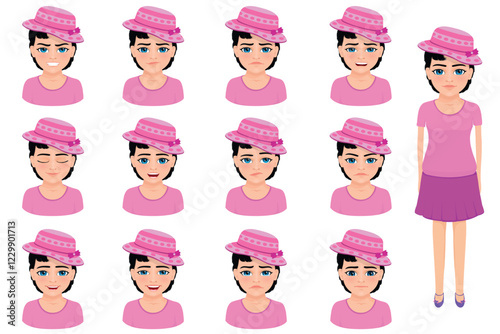 emotional states of young girl with hat